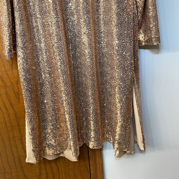 LANE BRYANT UEC Women’s Size 14/16 Gold Sequin Duster Holiday Festive Sparkly - Picture 11 of 15
